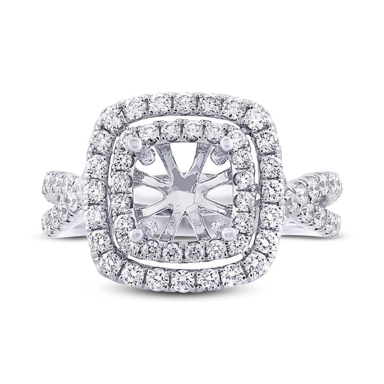 1.24ct 14k White Gold Diamond Semi-mount Ring 6.5x6.5mm Center 1.24ct 14k White Gold Diamond Semi-mount Ring 6.5x6.5mm Center