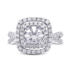 1.24ct 14k White Gold Diamond Semi-mount Ring 6.5x6.5mm Center 1.24ct 14k White Gold Diamond Semi-mount Ring 6.5x6.5mm Center