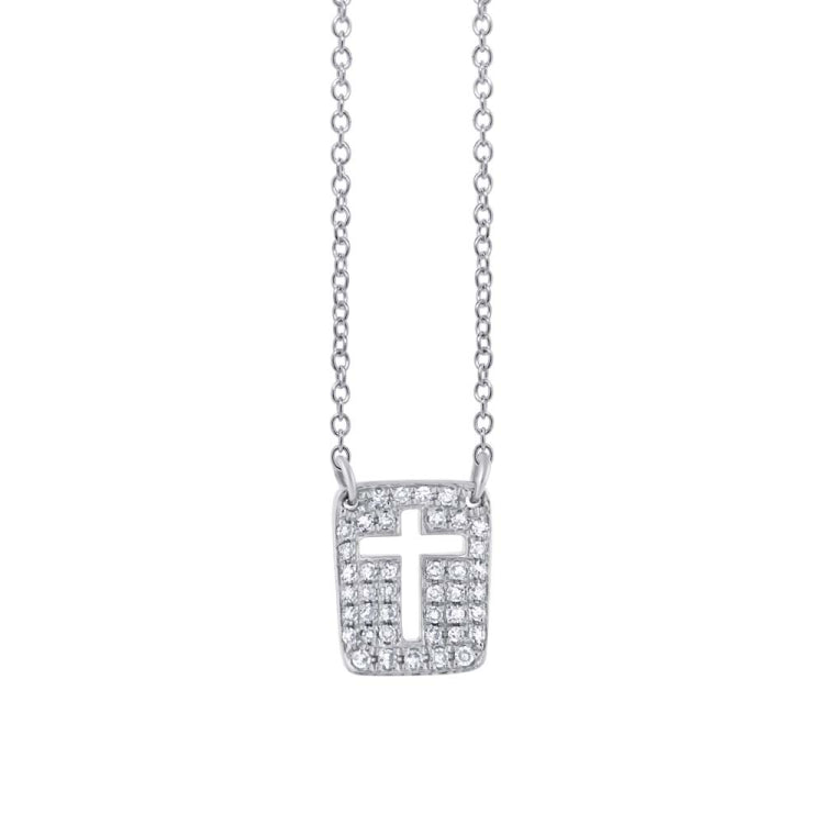 0.13ct 14k White Gold Diamond Cross Necklace 0.13ct 14k White Gold Diamond Cross Necklace