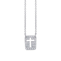 0.13ct 14k White Gold Diamond Cross Necklace 0.13ct 14k White Gold Diamond Cross Necklace