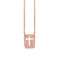 0.13ct 14k Rose Gold Diamond Cross Necklace 0.13ct 14k Rose Gold Diamond Cross Necklace