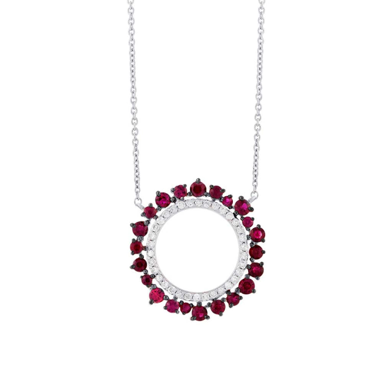 0.17ct Diamond & 0.76ct Ruby 14k White Gold Necklace 0.17ct Diamond & 0.76ct Ruby 14k White Gold Necklace