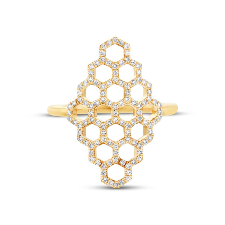 0.30ct 14k Yellow Gold Diamond Honeycomb Ring 0.30ct 14k Yellow Gold Diamond Honeycomb Ring