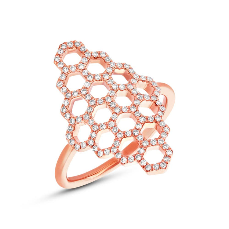 0.30ct 14k Rose Gold Diamond Honeycomb Ring 0.30ct 14k Rose Gold Diamond Honeycomb Ring