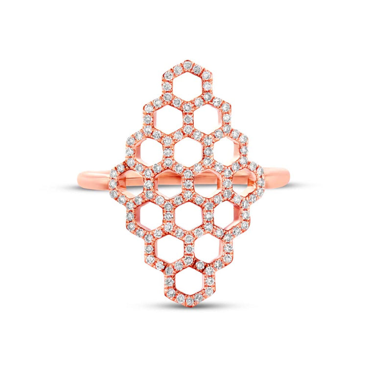 0.30ct 14k Rose Gold Diamond Honeycomb Ring 0.30ct 14k Rose Gold Diamond Honeycomb Ring