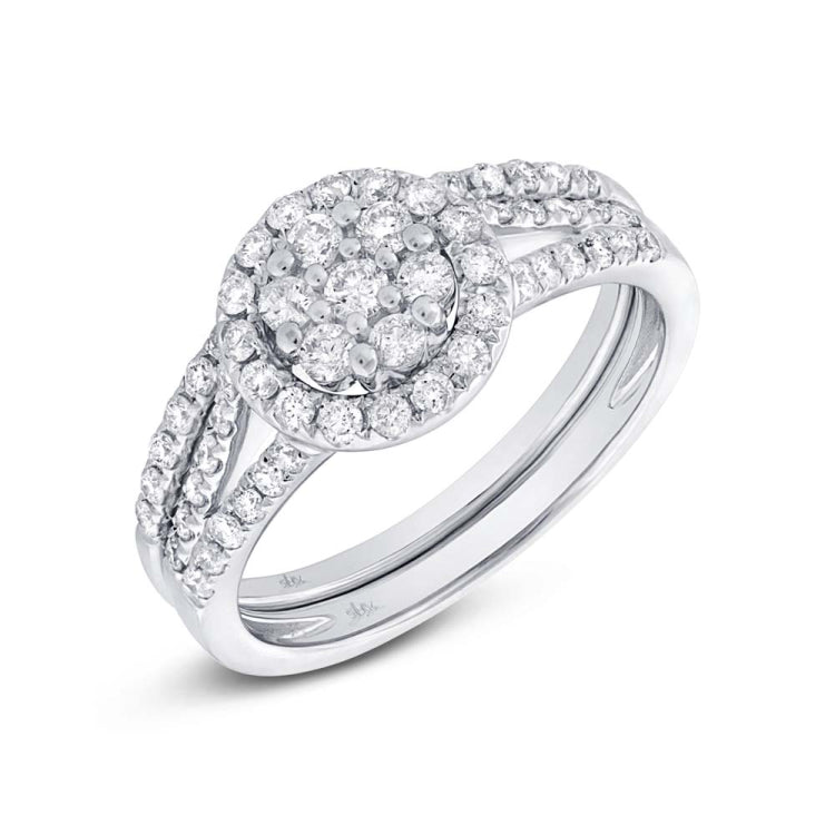 0.74ct 14k White Gold Diamond Cluster Wedding Set 0.74ct 14k White Gold Diamond Cluster Wedding Set