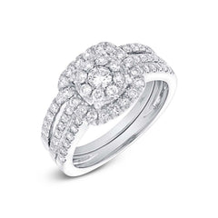 1.07ct 14k White Gold Diamond Cluster Wedding Set 1.07ct 14k White Gold Diamond Cluster Wedding Set
