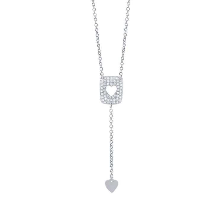 0.13ct 14k White Gold Diamond Heart Lariat Necklace 0.13ct 14k White Gold Diamond Heart Lariat Necklace