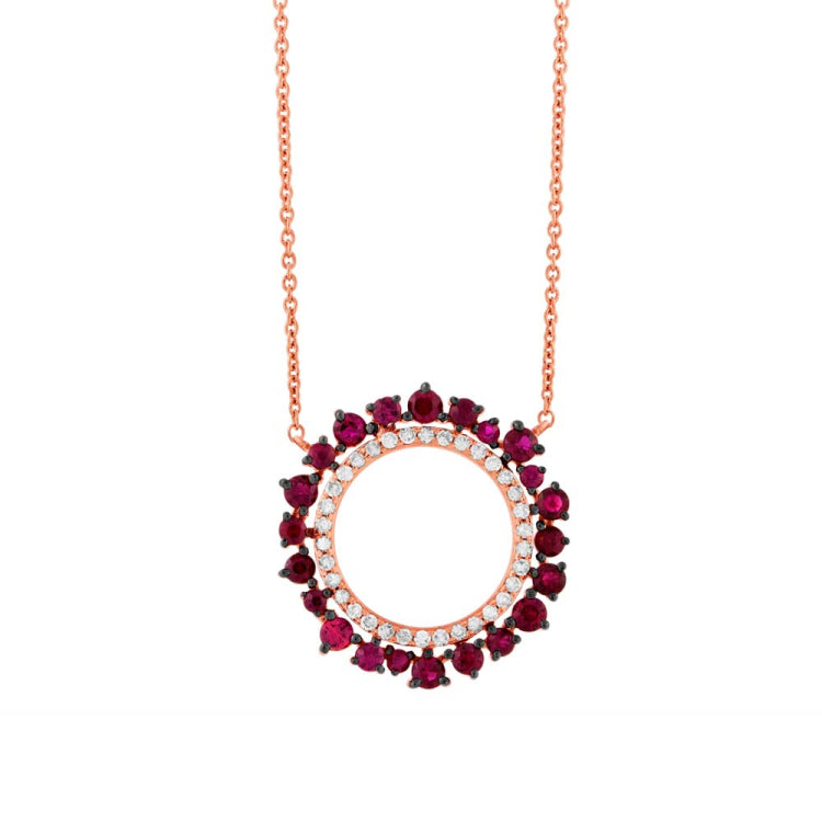 0.17ct Diamond & 0.76ct Ruby 14k Rose Gold Necklace 0.17ct Diamond & 0.76ct Ruby 14k Rose Gold Necklace