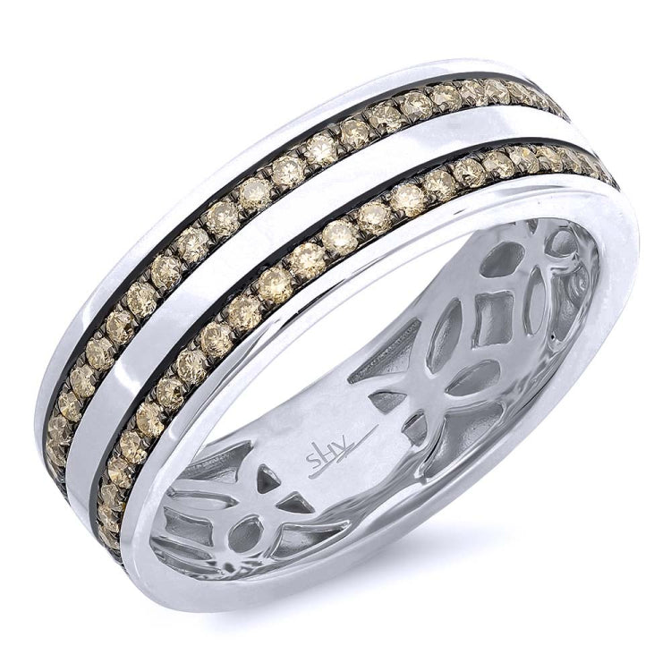0.86ct 14k White Gold Champagne Diamond Men's Band Size 10.5 0.86ct 14k White Gold Champagne Diamond Men's Band Size 10.5