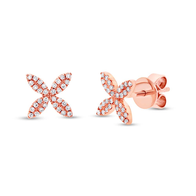 0.16ct 14k Rose Gold Diamond Flower Stud Earring 0.16ct 14k Rose Gold Diamond Flower Stud Earring