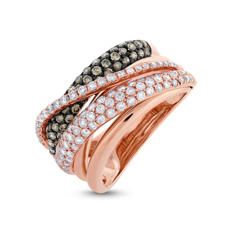 1.22ct 14k Rose Gold White & Champagne Diamond Lady's Ring 1.22ct 14k Rose Gold White & Champagne Diamond Lady's Ring