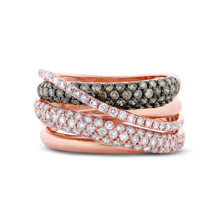 1.22ct 14k Rose Gold White & Champagne Diamond Lady's Ring 1.22ct 14k Rose Gold White & Champagne Diamond Lady's Ring