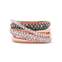 1.22ct 14k Rose Gold White & Champagne Diamond Lady's Ring 1.22ct 14k Rose Gold White & Champagne Diamond Lady's Ring