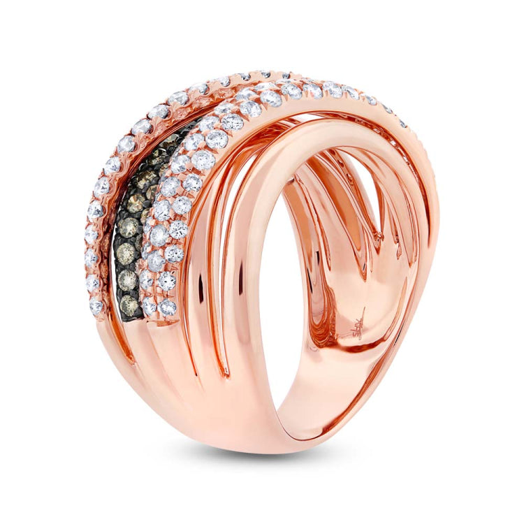 1.22ct 14k Rose Gold White & Champagne Diamond Lady's Ring 1.22ct 14k Rose Gold White & Champagne Diamond Lady's Ring