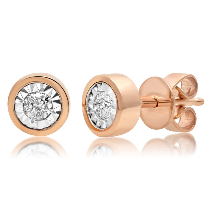 0.14ct 14k Rose Gold Diamond Round Stud Earring 0.14ct 14k Rose Gold Diamond Round Stud Earring