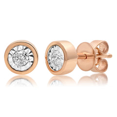 0.14ct 14k Rose Gold Diamond Round Stud Earring 0.14ct 14k Rose Gold Diamond Round Stud Earring