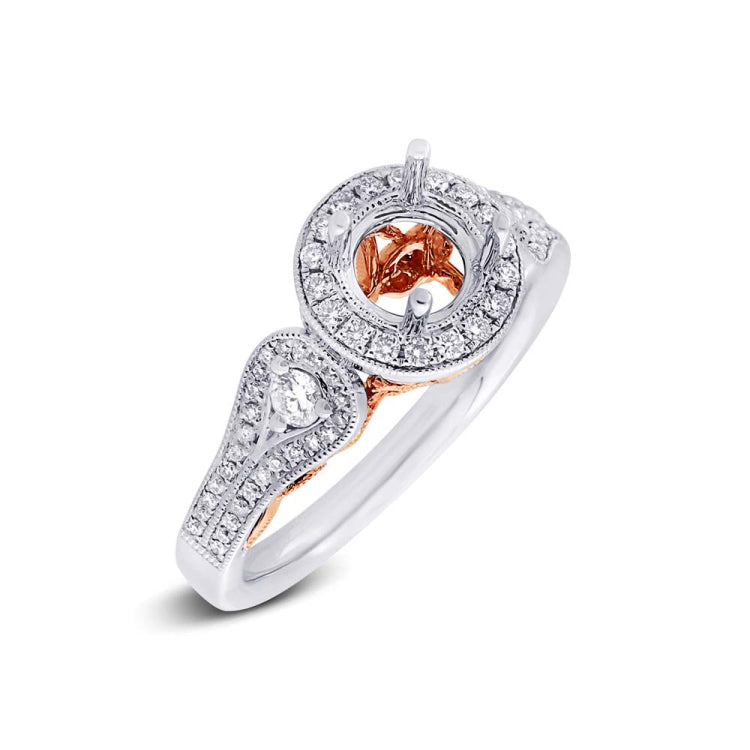 0.43ct 14k Two-tone Rose Gold Diamond Semi-mount Ring for 0.75ct Center 0.43ct 14k Two-tone Rose Gold Diamond Semi-mount Ring for 0.75ct Center