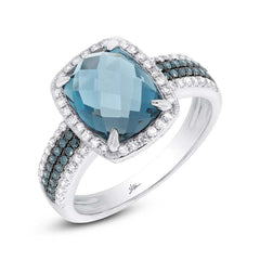 0.30ct Diamond & 3.98ct London Blue Topaz 14k White Gold Ring 0.30ct Diamond & 3.98ct London Blue Topaz 14k White Gold Ring