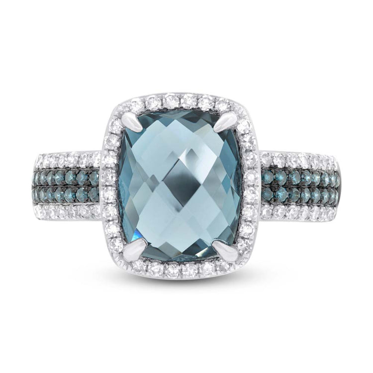 0.30ct Diamond & 3.98ct London Blue Topaz 14k White Gold Ring 0.30ct Diamond & 3.98ct London Blue Topaz 14k White Gold Ring