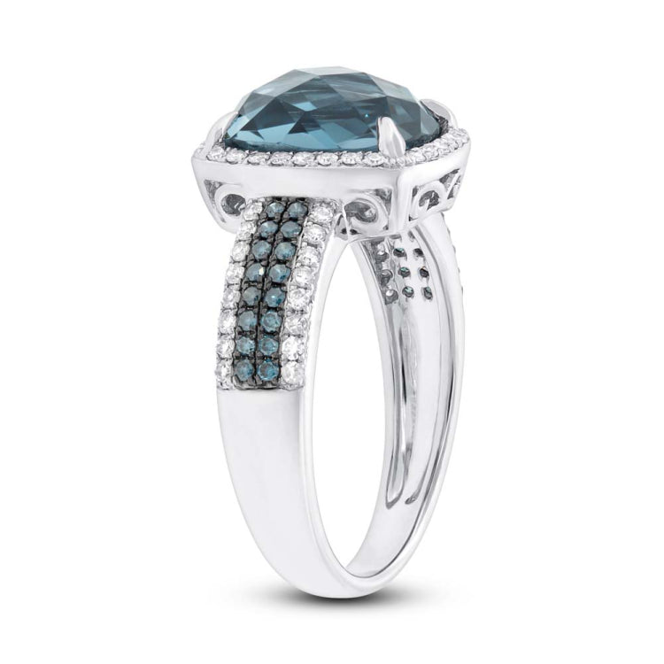 0.30ct Diamond & 3.98ct London Blue Topaz 14k White Gold Ring 0.30ct Diamond & 3.98ct London Blue Topaz 14k White Gold Ring