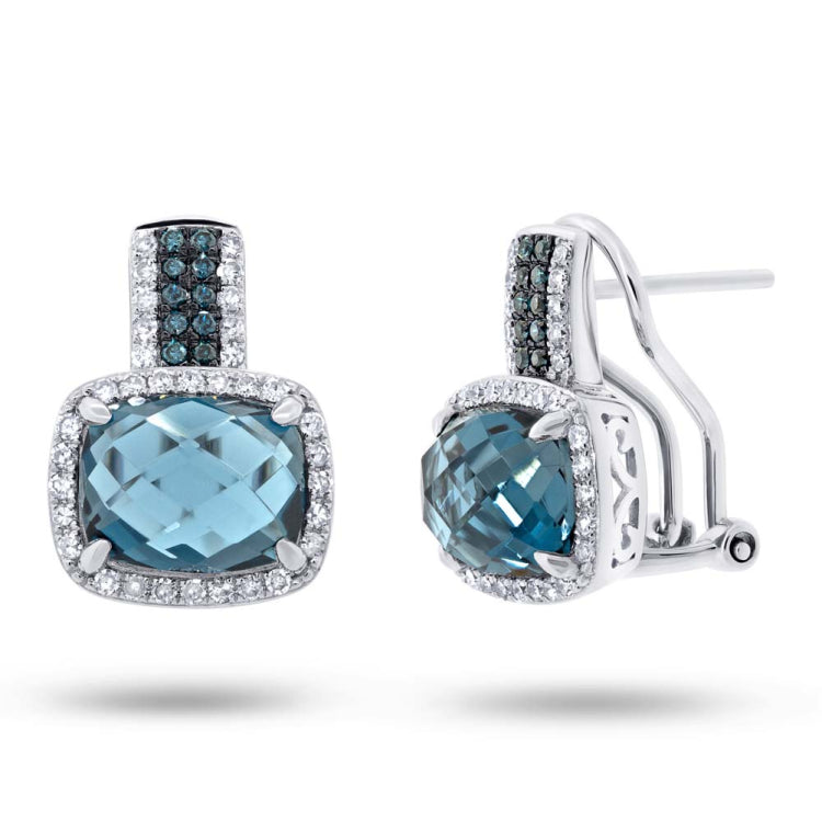 0.34ct Diamond & 5.72ct London Blue Topaz 14k White Gold Earring 0.34ct Diamond & 5.72ct London Blue Topaz 14k White Gold Earring