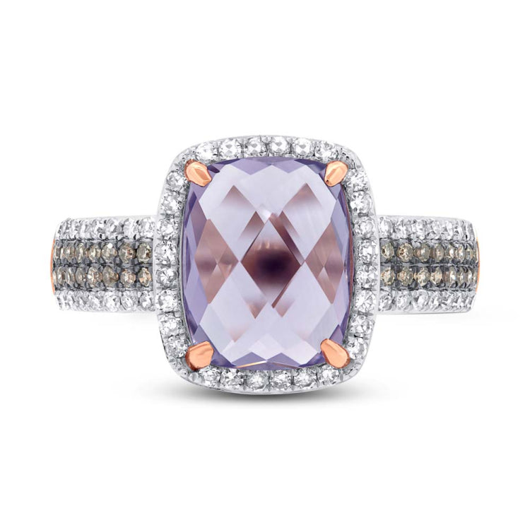 0.45ct White & Champagne Diamond & 3.21ct Amethyst Rose Gold Ring 0.45ct White & Champagne Diamond & 3.21ct Amethyst Rose Gold Ring
