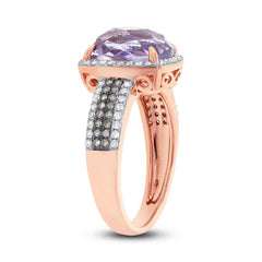 0.45ct White & Champagne Diamond & 3.21ct Amethyst Rose Gold Ring 0.45ct White & Champagne Diamond & 3.21ct Amethyst Rose Gold Ring