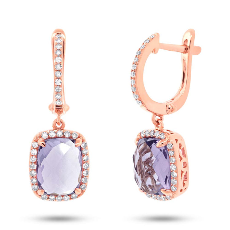 0.36ct Diamond & 4.34ct Amethyst 14k Rose Gold Earring 0.36ct Diamond & 4.34ct Amethyst 14k Rose Gold Earring