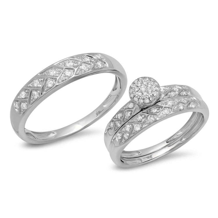 0.41ct 14k White Gold Diamond Trio Set Pave 0.41ct 14k White Gold Diamond Trio Set Pave