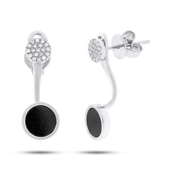 0.09ct Diamond & 0.80ct Onyx 14k White Gold Earring Jacket with Stud 0.09ct Diamond & 0.80ct Onyx 14k White Gold Earring Jacket with Stud