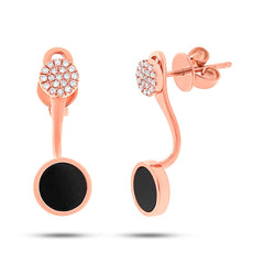 0.09ct Diamond & 0.80ct Onyx 14k Rose Gold Earring Jacket with Stud 0.09ct Diamond & 0.80ct Onyx 14k Rose Gold Earring Jacket with Stud