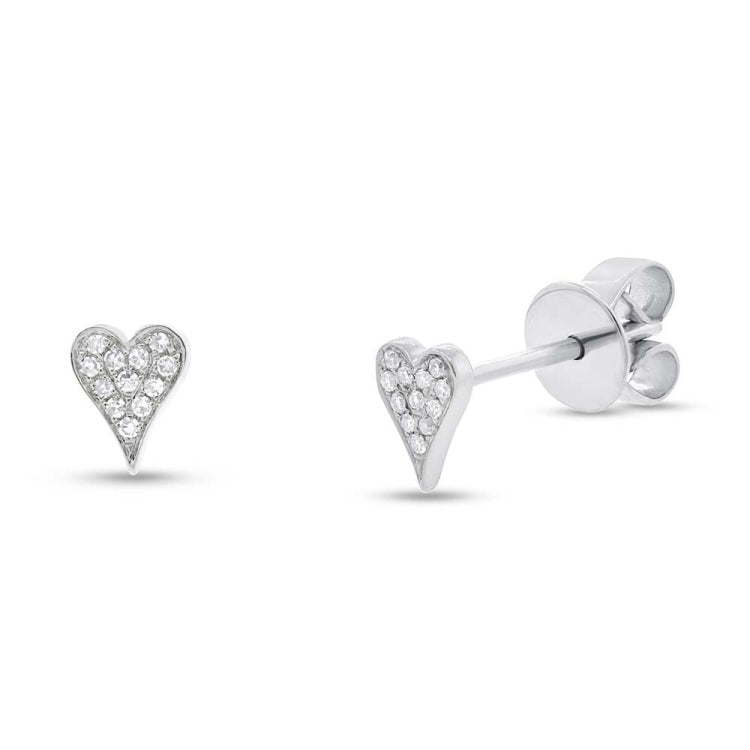 0.05ct 14k White Gold Diamond Pave Heart Earring 0.05ct 14k White Gold Diamond Pave Heart Earring