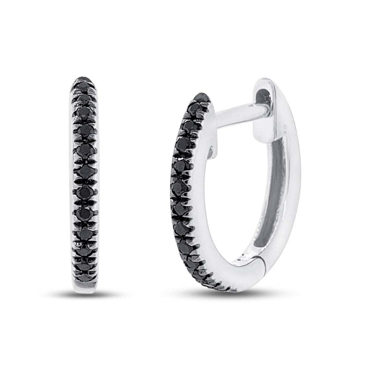 0.07ct 14k White Gold Black Diamond Huggie Earring 0.07ct 14k White Gold Black Diamond Huggie Earring