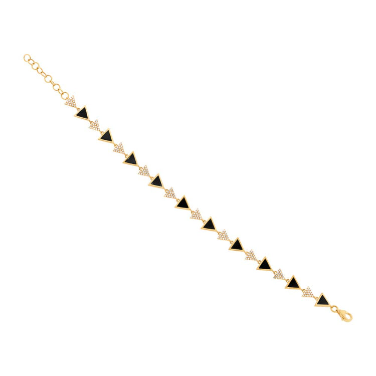 0.41ct Diamond & 1.56ct Onyx 14k Yellow Gold Triangle Bracelet 0.41ct Diamond & 1.56ct Onyx 14k Yellow Gold Triangle Bracelet