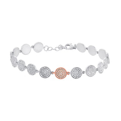 1.33ct 14k Two-tone Rose Gold Diamond Pave Circle Bracelet 1.33ct 14k Two-tone Rose Gold Diamond Pave Circle Bracelet