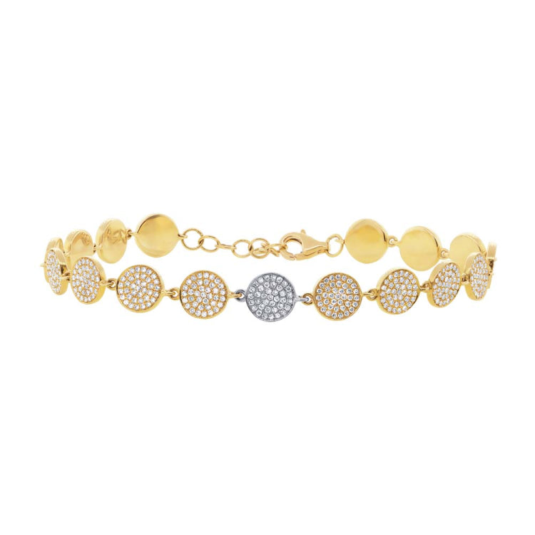 1.33ct 14k Two-tone Gold Diamond Pave Circle Bracelet 1.33ct 14k Two-tone Gold Diamond Pave Circle Bracelet
