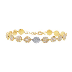 1.33ct 14k Two-tone Gold Diamond Pave Circle Bracelet 1.33ct 14k Two-tone Gold Diamond Pave Circle Bracelet