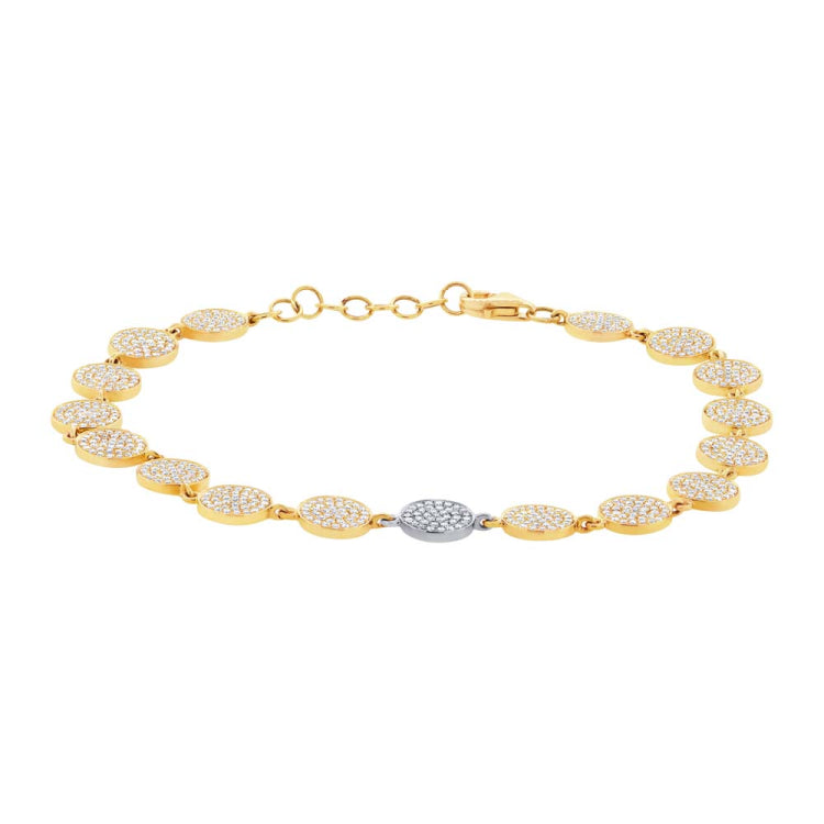 1.33ct 14k Two-tone Gold Diamond Pave Circle Bracelet 1.33ct 14k Two-tone Gold Diamond Pave Circle Bracelet