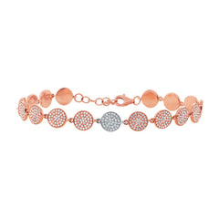 1.33ct 14k Two-tone Rose Gold Diamond Pave Circle Bracelet 1.33ct 14k Two-tone Rose Gold Diamond Pave Circle Bracelet