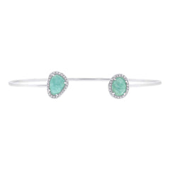 0.14ct Diamond & 1.70ct Amazonite 14k White Gold Bangle 0.14ct Diamond & 1.70ct Amazonite 14k White Gold Bangle