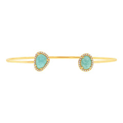0.14ct Diamond & 1.70ct Amazonite 14k Yellow Gold Bangle 0.14ct Diamond & 1.70ct Amazonite 14k Yellow Gold Bangle