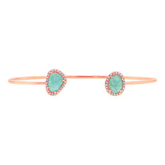 0.14ct Diamond & 1.70ct Amazonite 14k Rose Gold Bangle 0.14ct Diamond & 1.70ct Amazonite 14k Rose Gold Bangle