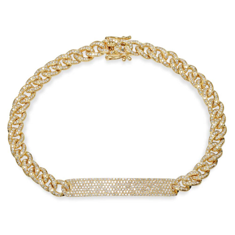 1.49ct 14k Yellow Gold Diamond Pave Chain Bracelet 1.49ct 14k Yellow Gold Diamond Pave Chain Bracelet