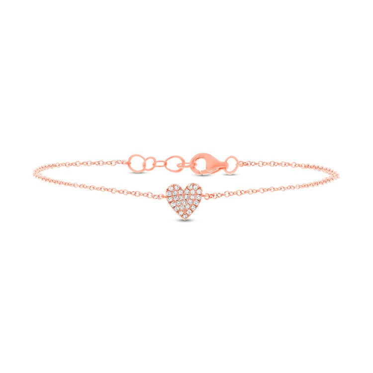 0.08ct 14k Rose Gold Diamond Heart Bracelet 0.08ct 14k Rose Gold Diamond Heart Bracelet