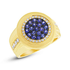 0.32ct Diamond & 0.53ct Blue Sapphire 14k Yellow Gold Men's Ring Size 7 0.32ct Diamond & 0.53ct Blue Sapphire 14k Yellow Gold Men's Ring Size 7