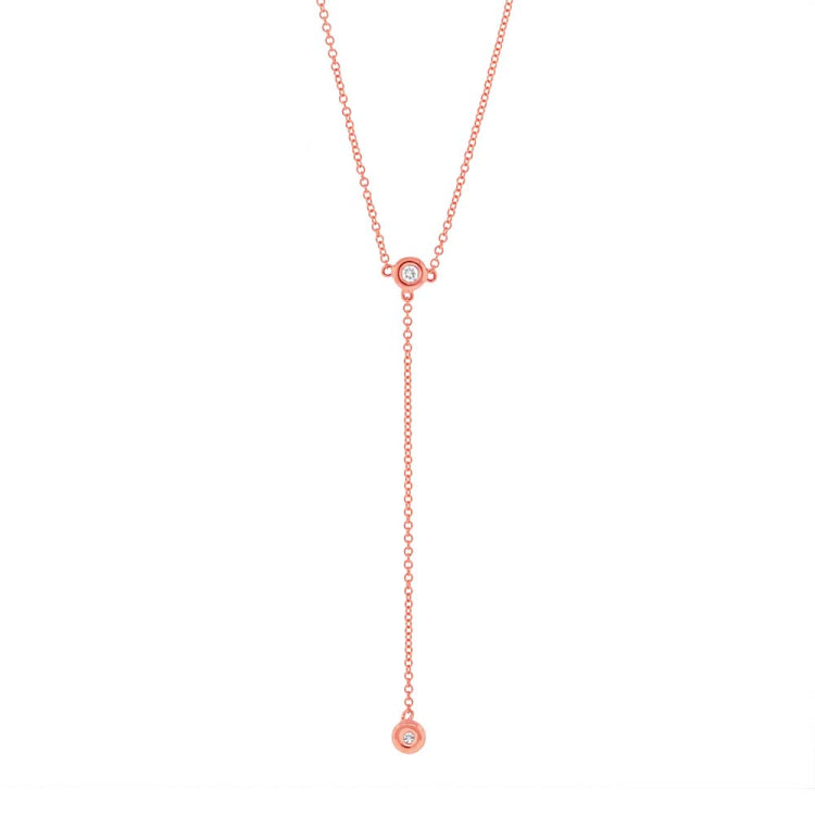0.07ct 14k Rose Gold Diamond Lariat Necklace 0.07ct 14k Rose Gold Diamond Lariat Necklace