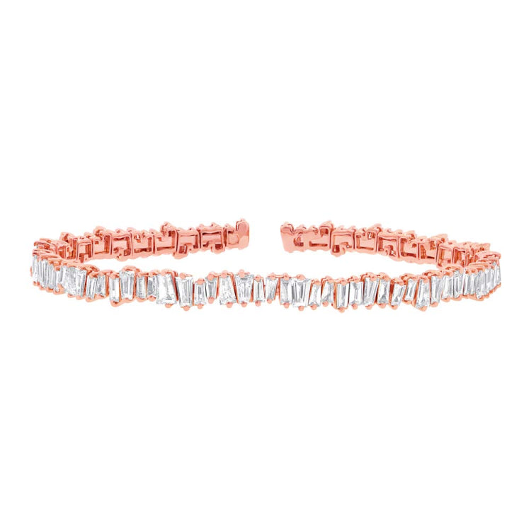 2.78ct 14k Rose Gold Diamond Baguette Bangle 2.78ct 14k Rose Gold Diamond Baguette Bangle