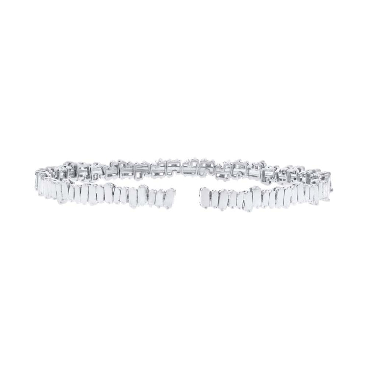 2.89ct 14k White Gold Diamond Baguette Bangle 2.89ct 14k White Gold Diamond Baguette Bangle