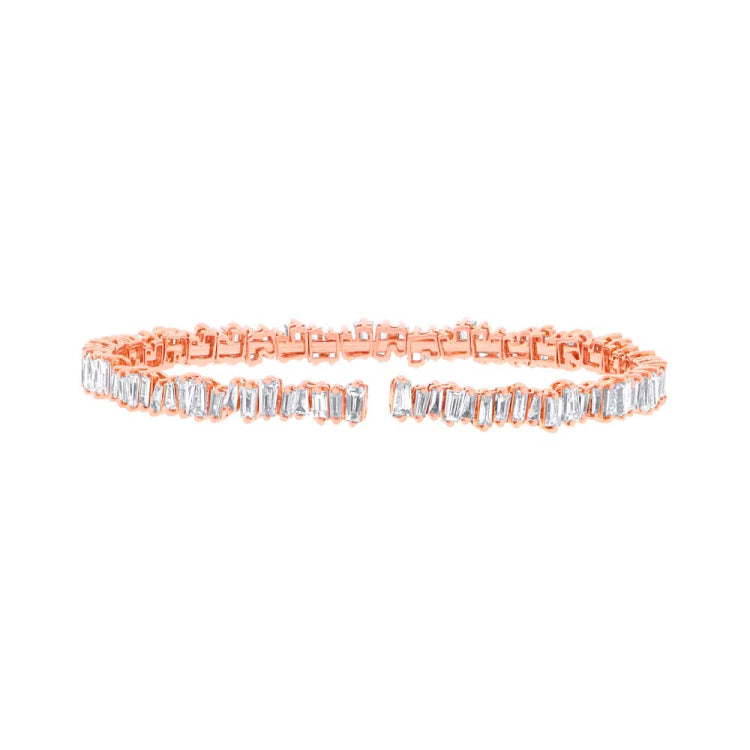 5.82ct 14k Rose Gold Diamond Baguette Bangle 5.82ct 14k Rose Gold Diamond Baguette Bangle